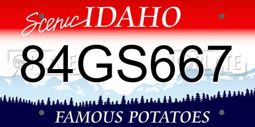 84GS667 Idaho License Plate