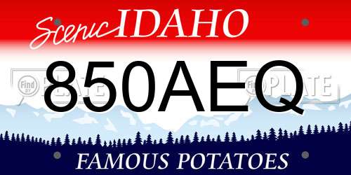 850AEQ Idaho License Plate