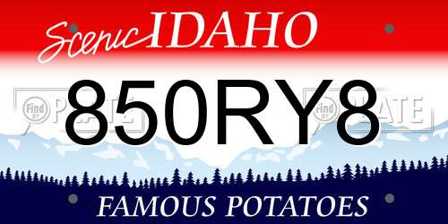 850RY8 Idaho License Plate