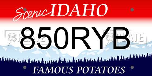 850RYB Idaho License Plate