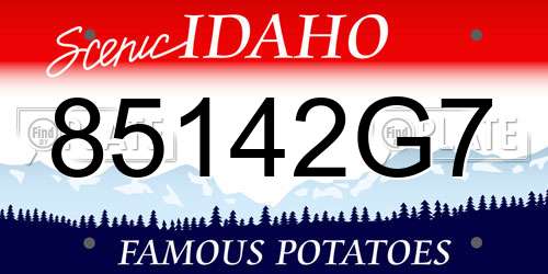 85142G7 Idaho License Plate