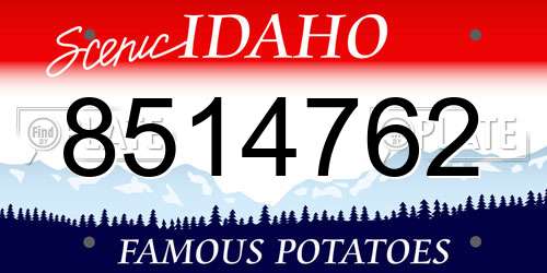 8514762 Idaho License Plate