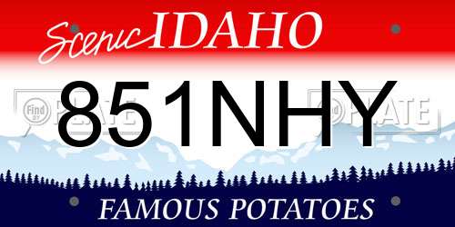 851NHY Idaho License Plate
