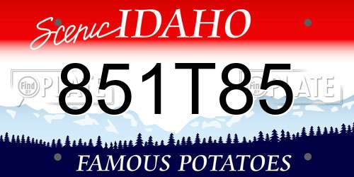 851T85 Idaho License Plate