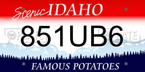 851UB6 Idaho License Plate