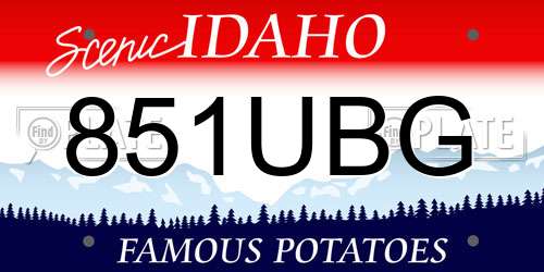 851UBG Idaho License Plate