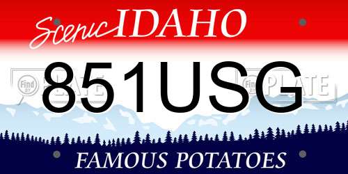 851USG Idaho License Plate