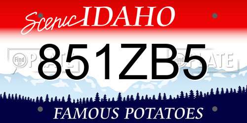 851ZB5 Idaho License Plate