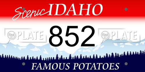 852 Idaho License Plate