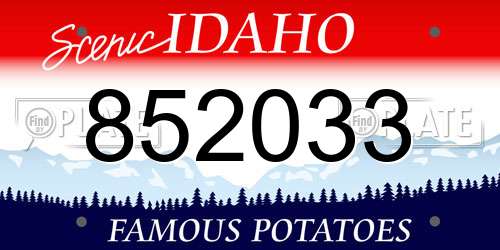 852033 Idaho License Plate