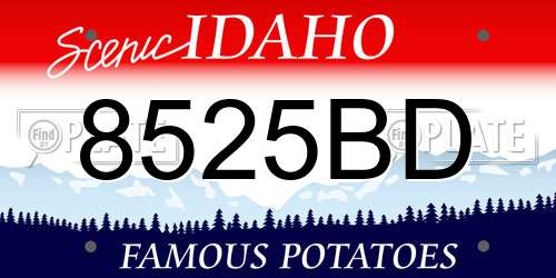 8525BD Idaho License Plate