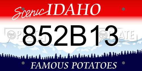 852B13 Idaho License Plate