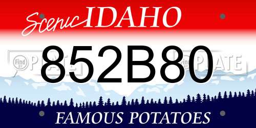 852B80 Idaho License Plate