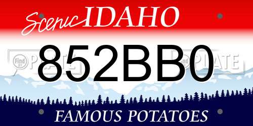 852BB0 Idaho License Plate