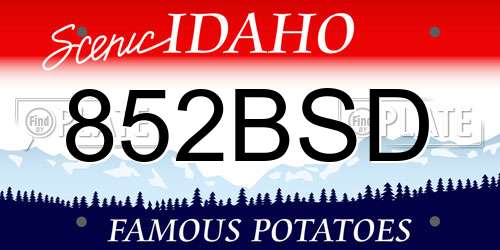 852BSD Idaho License Plate