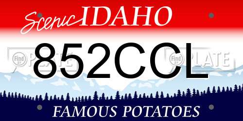 852CCL Idaho License Plate