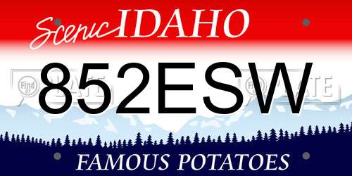 852ESW Idaho License Plate