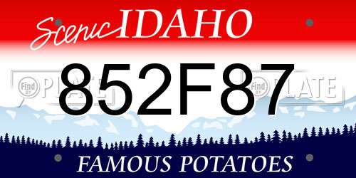 852F87 Idaho License Plate