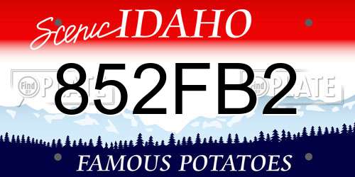 852FB2 Idaho License Plate