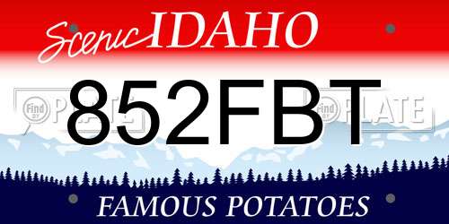 852FBT Idaho License Plate