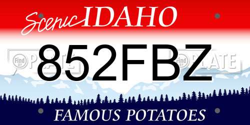 852FBZ Idaho License Plate