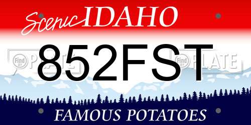 852FST Idaho License Plate