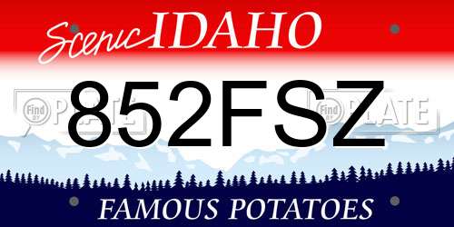 852FSZ Idaho License Plate