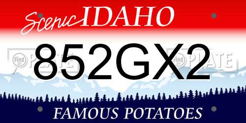 852GX2 Idaho License Plate