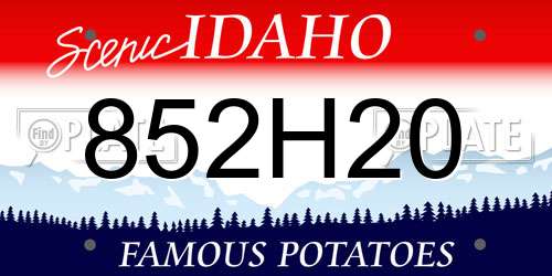 852H20 Idaho License Plate