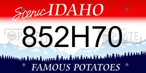 852H70 Idaho License Plate