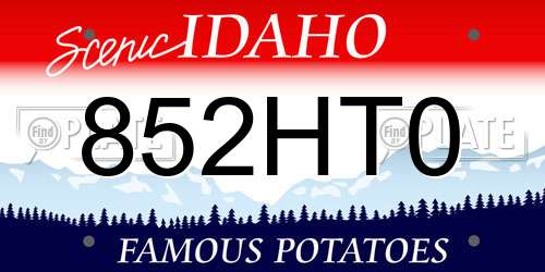 852HT0 Idaho License Plate