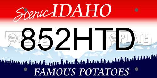 852HTD Idaho License Plate