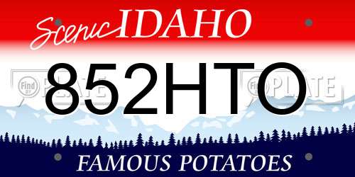 852HTO Idaho License Plate
