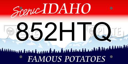 852HTQ Idaho License Plate