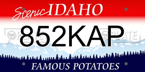 852KAP Idaho License Plate