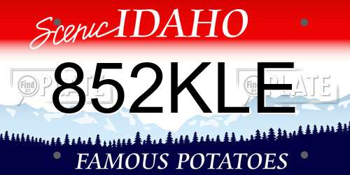852KLE Idaho License Plate