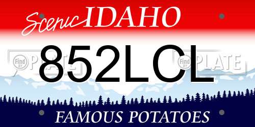 852LCL Idaho License Plate