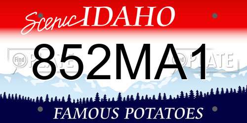 852MA1 Idaho License Plate
