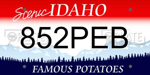 852PEB Idaho License Plate