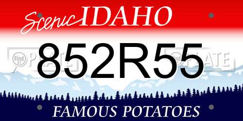 852R55 Idaho License Plate