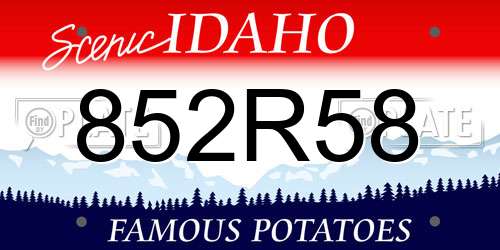 852R58 Idaho License Plate