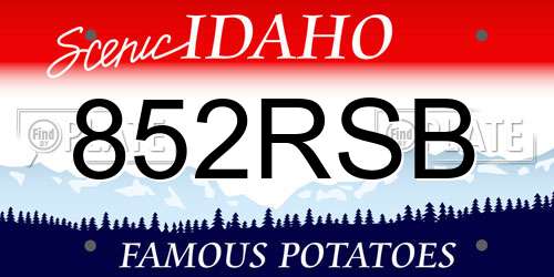 852RSB Idaho License Plate
