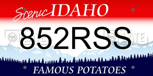 852RSS Idaho License Plate