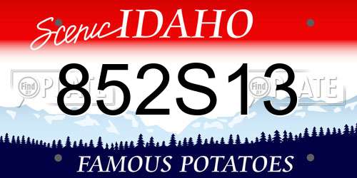 852S13 Idaho License Plate
