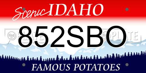 852SBO Idaho License Plate