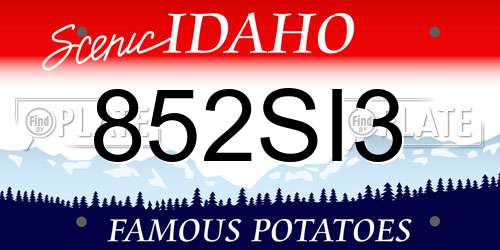 852SI3 Idaho License Plate