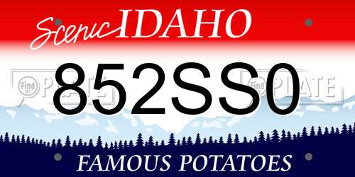 852SS0 Idaho License Plate