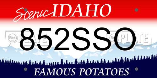 852SSO Idaho License Plate
