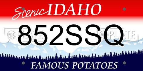 852SSQ Idaho License Plate