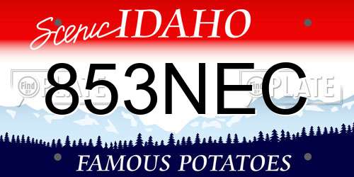 853NEC Idaho License Plate